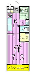 サンハイム 1Kの間取図画像