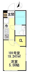 CFジオーレ町屋 1Kの間取図画像