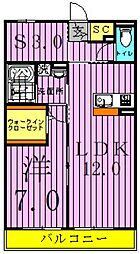 リュイール2 1LDKの間取図画像