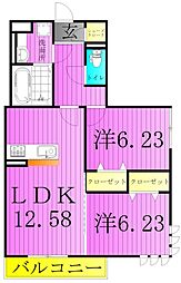 Miwastage 2LDKの間取図画像