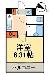 レジディア三越前 5階1Kの間取り