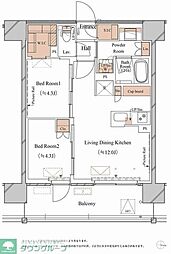 ブランシエスタ木場 7階2LDKの間取り