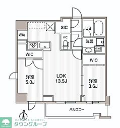 シーズンフラッツ両国サウス 1階2LDKの間取り