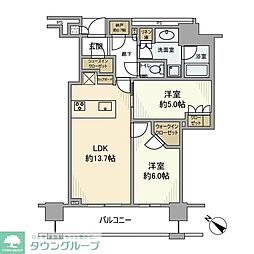Ｂｒｉｌｌｉａ　ＴＨＥ　ＴＯＷＥＲ　ＴＯＫＹＯ　ＹＡＥＳＵ 312 3階2LDKの間取り