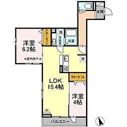Akarenga浅草 1階2LDKの間取り