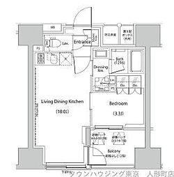 ザ・パークハビオ人形町レジデンス 6階1LDKの間取り