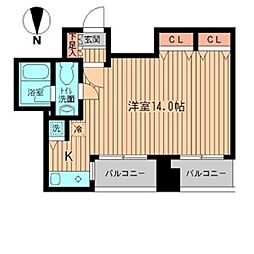 エルヴァージュ神田神保町 11階ワンルームの間取り