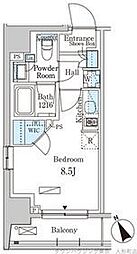 パークアクシス日本橋茅場町ステーションゲート 6階ワンルームの間取り