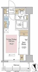 Urbanex東京八丁堀 1LDKの間取図画像