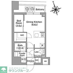 コンフォリア・リヴ八丁堀 1DKの間取図画像