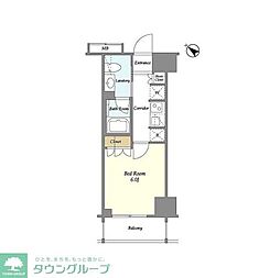 リビオメゾン勝どき 1Kの間取図画像