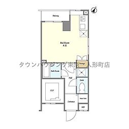BPRレジデンス水天宮前 ワンルームの間取図画像