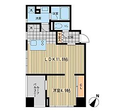 ウィルテラス勝どき 1LDKの間取図画像