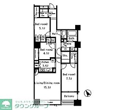 パークアクシス日本橋ステージ 3LDKの間取図画像