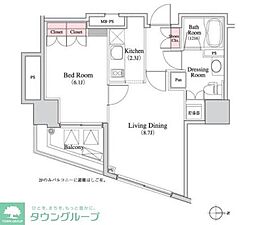 パークキューブ八丁堀 1LDKの間取図画像