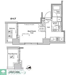 プラウドフラット門前仲町5 1Kの間取図画像