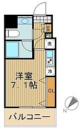 パークアクシス八丁堀 ワンルームの間取図画像