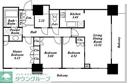 リエトコートアルクスタワー 3LDKの間取図画像