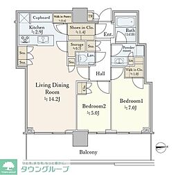 パークシティ中央湊ザタワー 2LDKの間取図画像