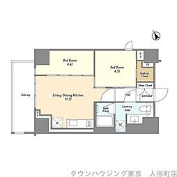 ASPRIME八丁堀 2LDKの間取図画像