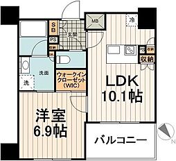 ParkAxis茅場町 1LDKの間取図画像