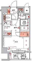 ハーモニーレジデンス日本橋イースト ワンルームの間取図画像