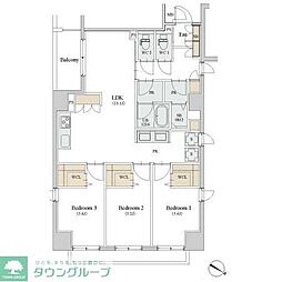 カスタリア人形町3 3LDKの間取図画像