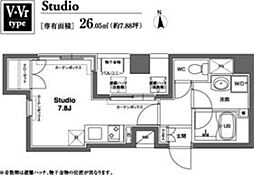 コンフォリア銀座EAST ワンルームの間取図画像