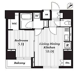 オープンレジデンシア銀座2丁目 1LDKの間取図画像