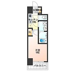 エスリード難波AGREA 2階1Kの間取り