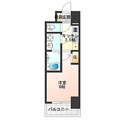 エスリード難波AGREA 15階1Kの間取り