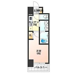 エスリード難波AGREA 6階1Kの間取り