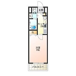 Park Lane Minami 9階1Kの間取り