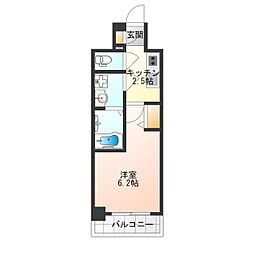 エスリード難波ザ・プレミア 3階1Kの間取り