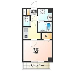 グランパシフィック松虫通 6階1Kの間取り