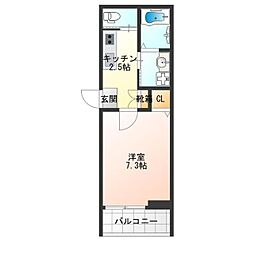 エスクード凪 3階1Kの間取り