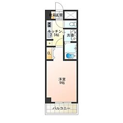 プラウドコート 3階1Kの間取り