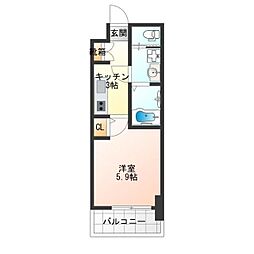 セレニテ難波ミラク参番館 4階1Kの間取り