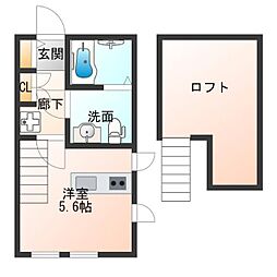 セレナ松虫 1階ワンルームの間取り