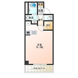 リッツスクエアガーデン ワンルームの間取図画像