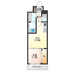メルベージュ難波サウス3 1DKの間取図画像