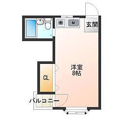 シャイン廣瀬 ワンルームの間取図画像