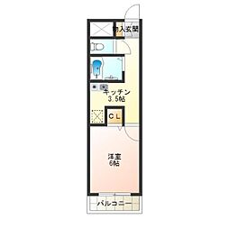 グランドムール天下茶屋 1Kの間取図画像