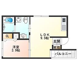 Fmaison住之江 1LDKの間取図画像