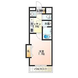 Luxe難波西1 1Kの間取図画像