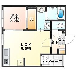 ハーモニーテラス安立IV 1LDKの間取図画像