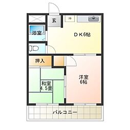 オリーブコート 2DKの間取図画像