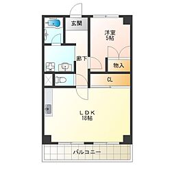エスポワール 1LDKの間取図画像