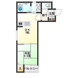 SUN生A号棟 1DKの間取図画像
