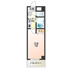 グランディール阪南町2番館 1Kの間取図画像